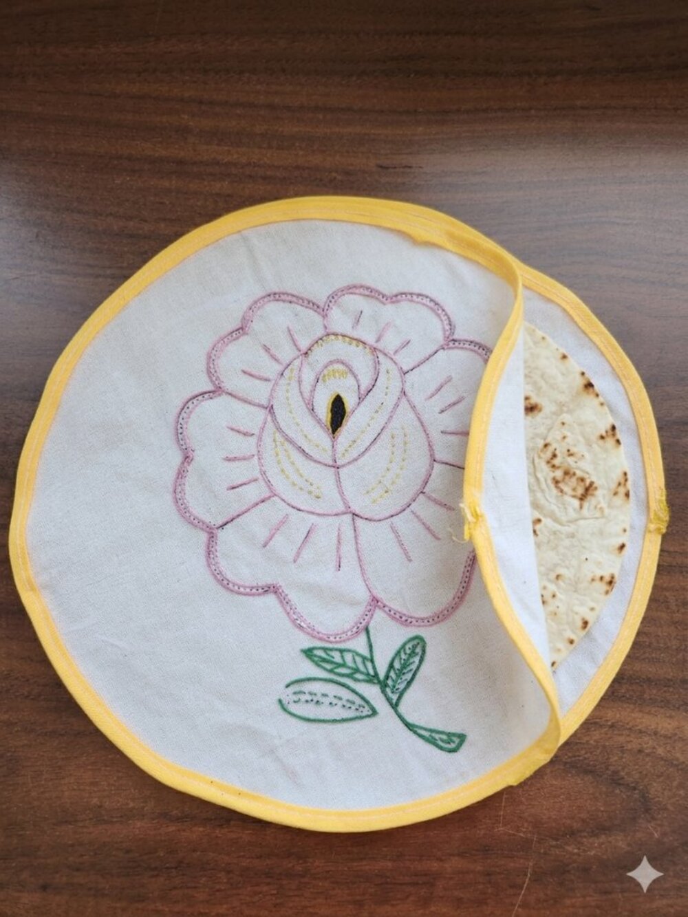 Handmade Embroidered Cloth Tortilla Warmer 11" Floral Tortillero